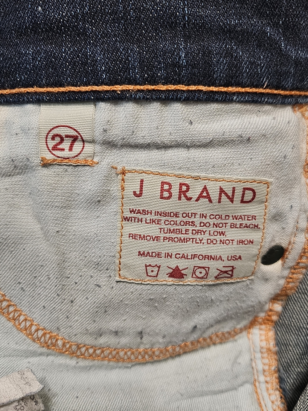 J Brand Dark Wash Indigo Whiskering Cropped Leg Classic Mid Rise Denim Jeans - Picture 5 of 8